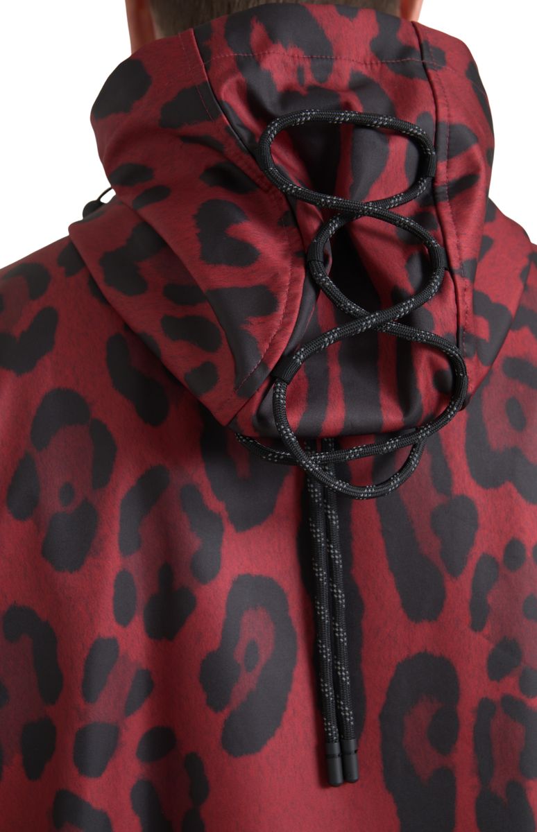 Radiant Red Leopard Print Kapuzenjacke