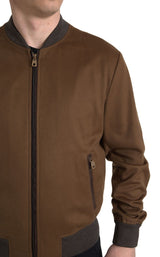 Κομψό Brown Cashmere Bomber Backet