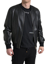 Elegante giacca da bomber in pelle nera