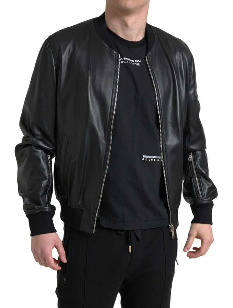 Bomber en cuir noir élégant