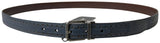 Ceinture en cuir bleu élégant avec boucle en métal