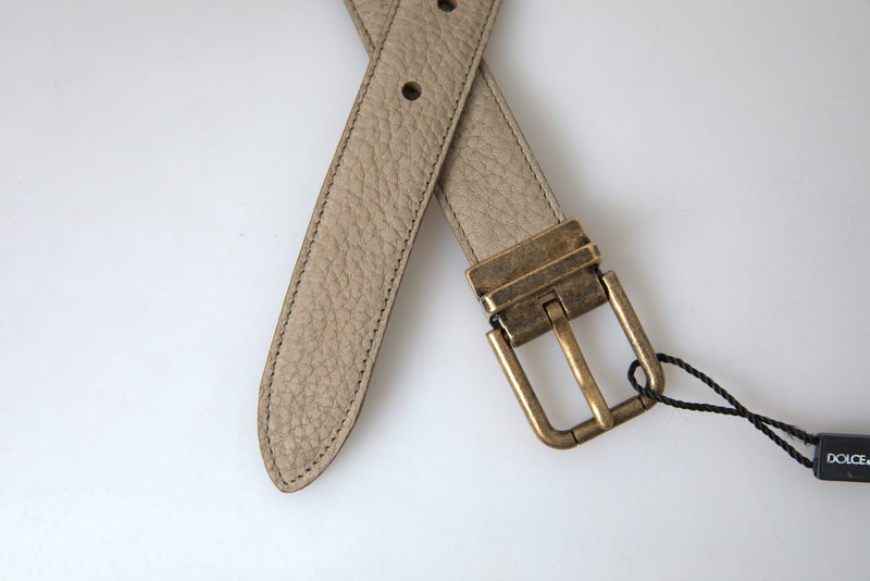 Ceinture en cuir beige élégante avec boucle en métal