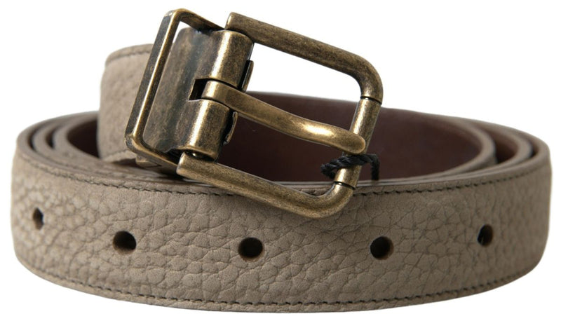 Ceinture en cuir beige élégante avec boucle en métal