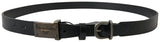 Elegant Black Leather Belt - Metal Buckle Closure