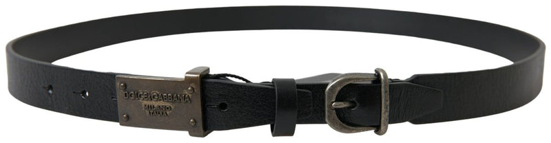 Ceinture en cuir noir élégant - fermeture de boucle en métal