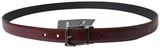 Elegant Bordeaux Leather Belt with Metal Buckle