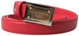 Elegant Red Leather Designer Belt