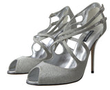 Elegant Shimmering Silver High-Heeled Sandals