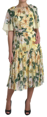 Elegantes Seidenblumen -Maxikleid