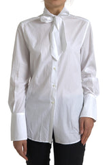 Elegante camicia a manica lunga in cotone bianco