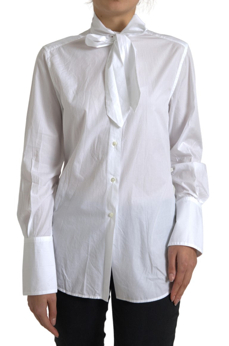 Camisa de manga larga de algodón blanco elegante