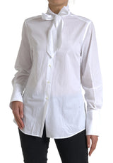 Camisa de manga larga de algodón blanco elegante