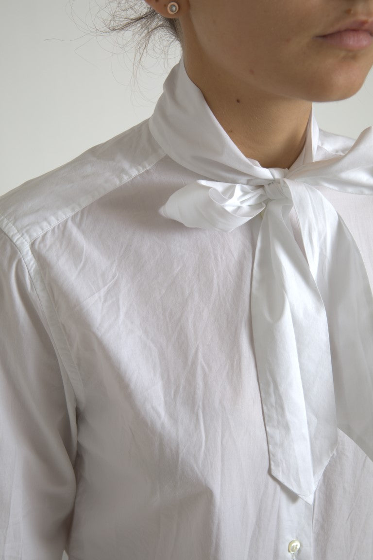 Camisa de manga larga de algodón blanco elegante