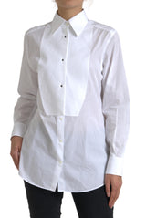 Elegante camisa de vestir de poplina de algodón blanco