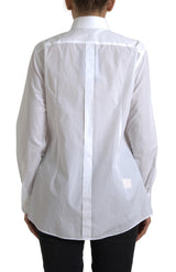 Elegante camisa de vestir de poplina de algodón blanco