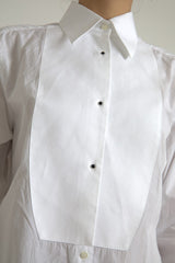 Elegant White Cotton Popline Robe Shirt