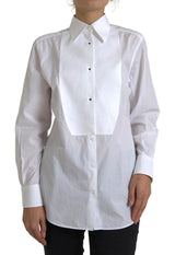 Elegante camisa de vestir de poplina de algodón blanco