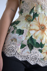 Elegante blusa de seda con estampado floral