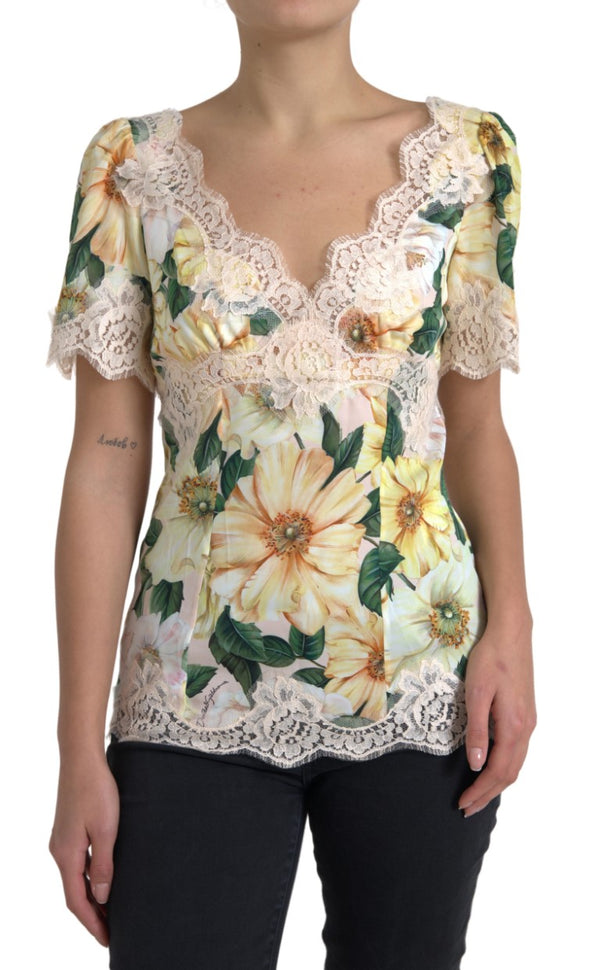 Elegante blusa de seda con estampado floral