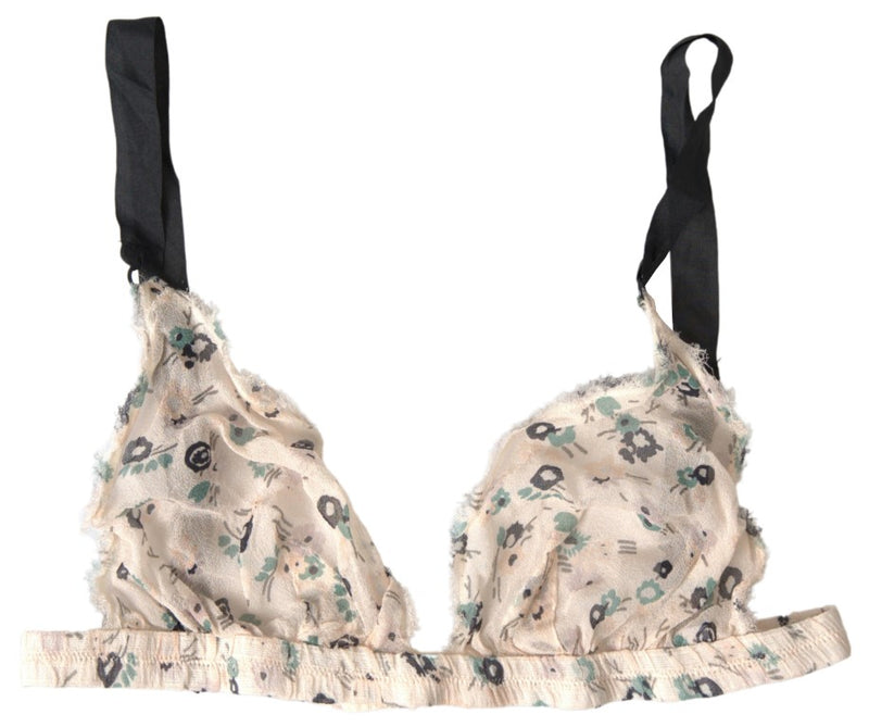 Elegante reggiseno beige con stampa floreale