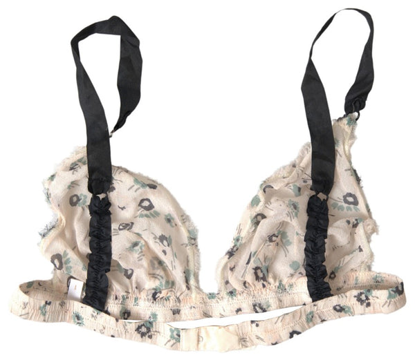 Élégant soutien-gorge beige à imprimé floral