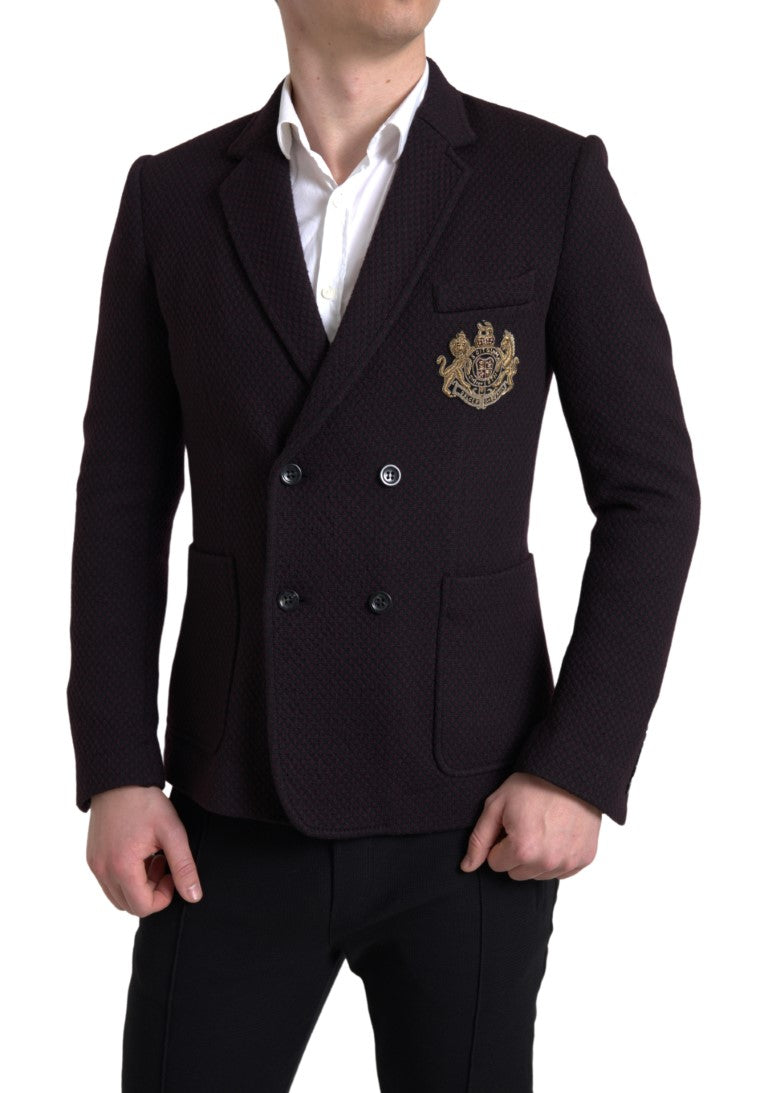 Elegante blazer in lana a doppio petto viola