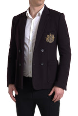 Elegante blazer in lana a doppio petto viola