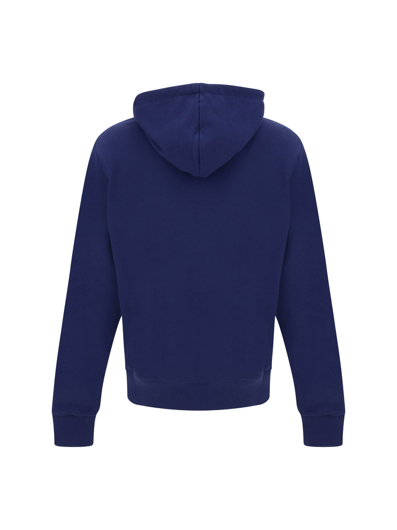 Elegante sudadera con capucha de monograma azul marino