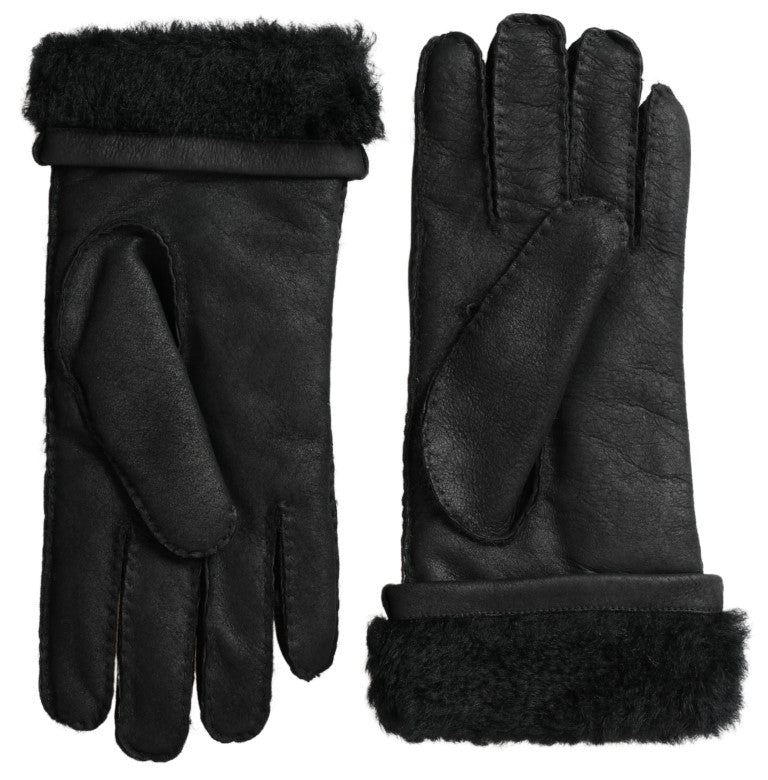 Elegantes guantes de invierno de cuero negro