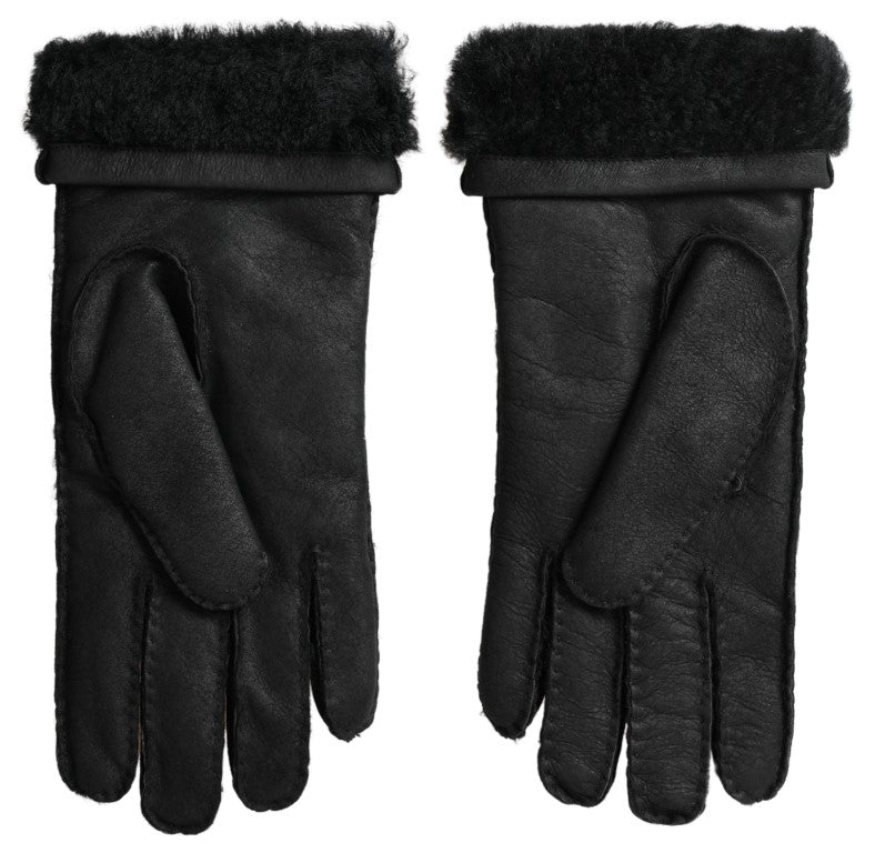 Elegante schwarze Leder -Winterhandschuhe