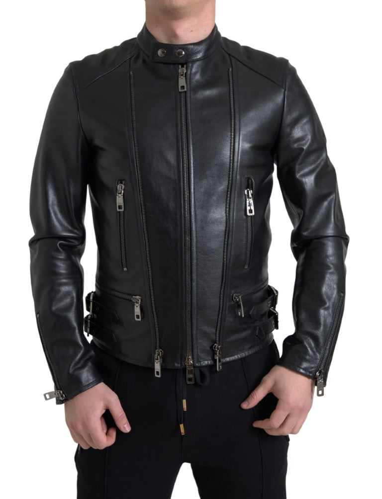 Veste de motard en cuir noir élégant