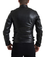 Sleek Black Leather Biker Jacket