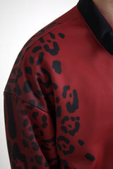 Chaqueta de bombardero de estampado de leopardo rojo