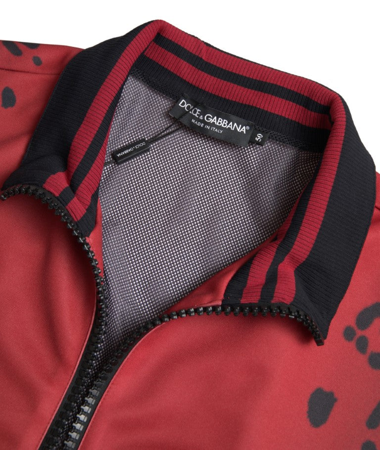 Chaqueta de bombardero de estampado de leopardo rojo