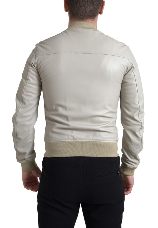 Cream Leder Bomberjacke