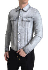 Veste en jean élégant en coton gris gris