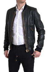 Elegante schwarze Lederbikerjacke