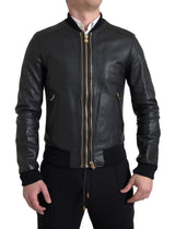 Elegante schwarze Lederbikerjacke