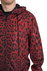 Chaqueta de bombardero con capucha de leopardo rojo