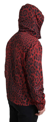 Chaqueta de bombardero con capucha de leopardo rojo