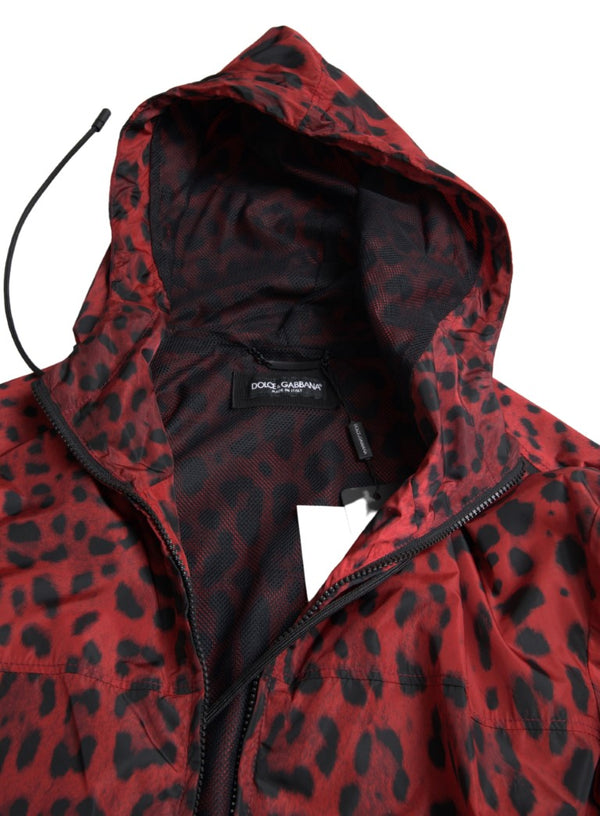 Rote Leopard -Kapuze -Bomberjacke