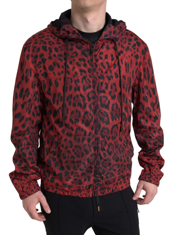 Rote Leopard -Kapuze -Bomberjacke