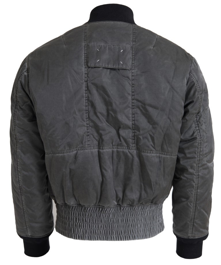 Elegante giacca da bomber grigio chiusura piena zip