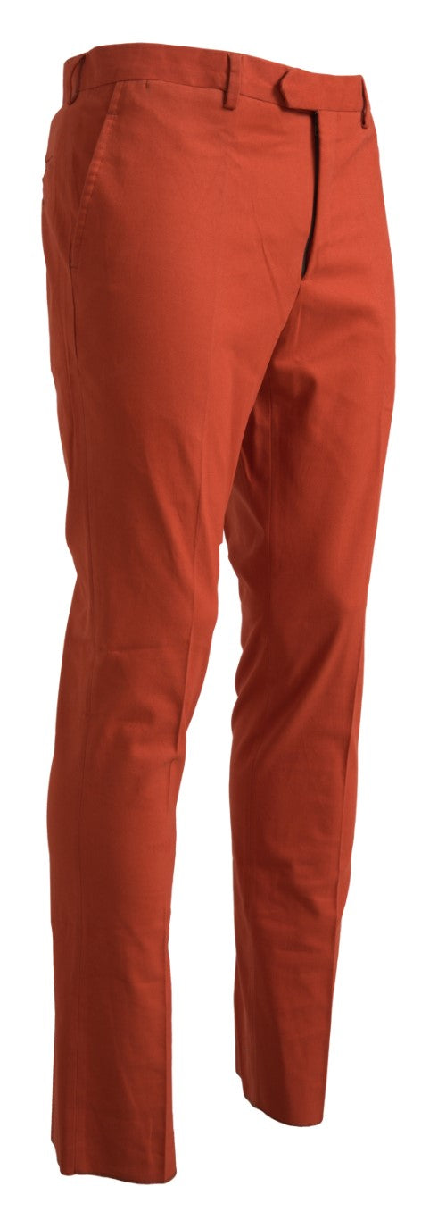 Elegantes pantalones de algodón de color naranja puro