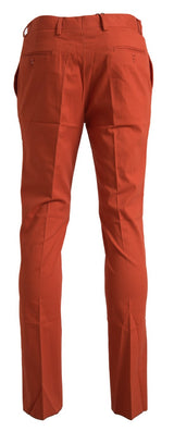 Elegantes pantalones de algodón de color naranja puro