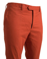 Elegantes pantalones de algodón de color naranja puro