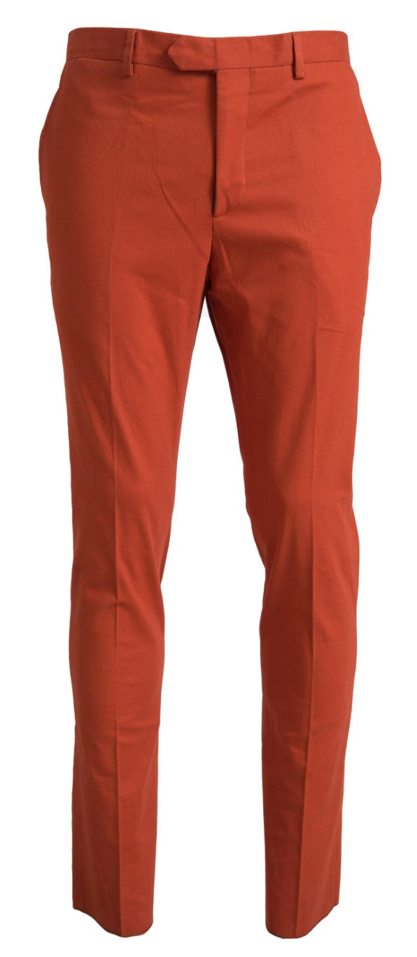 Elegantes pantalones de algodón de color naranja puro