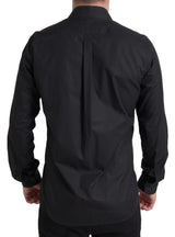 Elegante camicia formale a bottone in oro nero