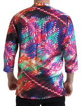 Superbe chemise décontractée en lin multicolore