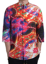 Impresionante camisa casual de lino multicolor